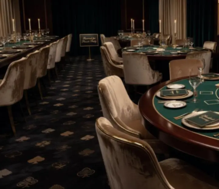 Private blackjack table prepared for an exclusive restaurant event