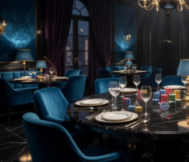 Guests enjoying a premium casino-style restaurant evening with hosted tables
