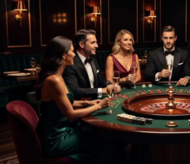 Private roulette-themed dining area prepared for an exclusive event.